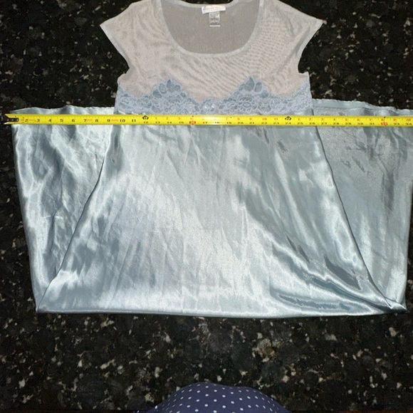 Morgan Taylor Intimates Women's Satin Nightgown SM Clay Blue Green Misty Color - Picture 9 of 11